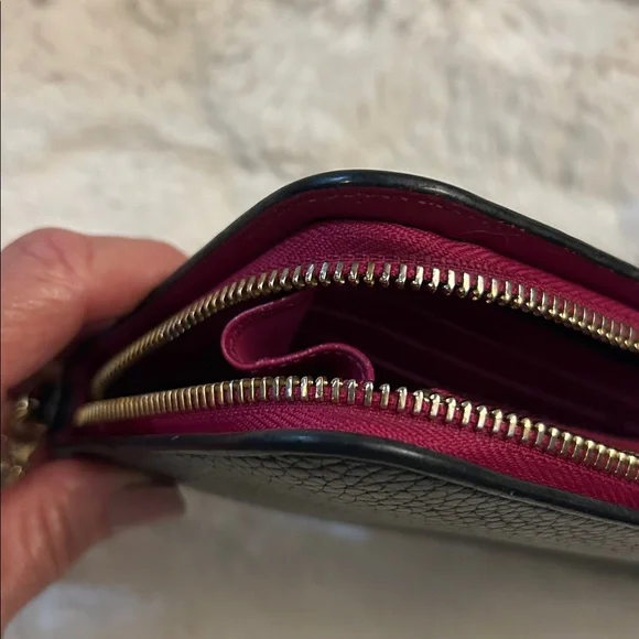 Christian Dior black and raspberry leather long zip around wallet with charms - Picture 15 of 17